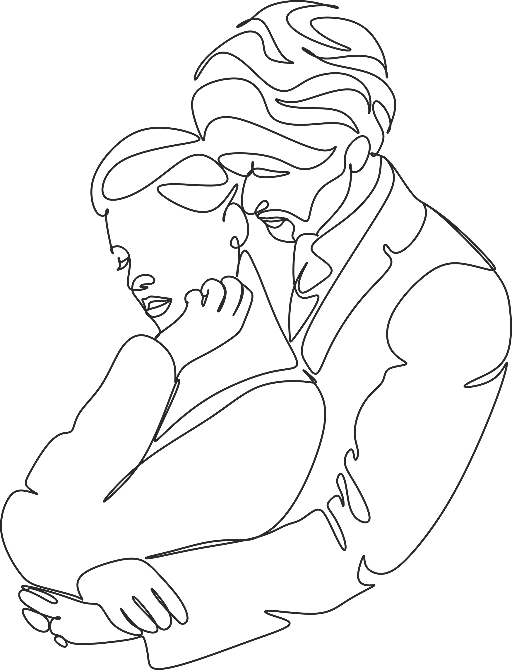 One continuous, single line  drawing of a woman and a man. Hugs of a young couple, lovers, woman and man. Doodles. Romantic.